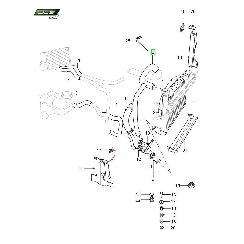 Tuyau de refroidissement supérieur - V8